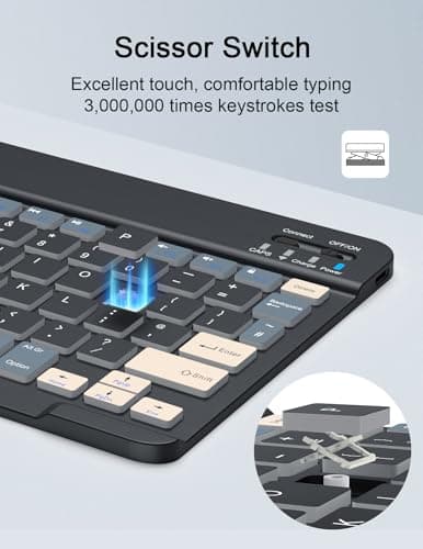 SOPPY Rechargeable Bluetooth Keyboard with Wireless Mouse, Black & Grey — view 4