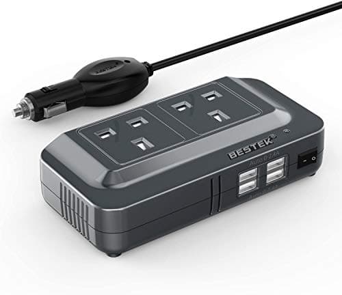 BESTEK Power Inverter 12V to 240V, 200W Car Voltage Converter Transformer with 3-Pin Sockets & 4-USB Ports for Charging Phones, Laptop, Tablets, GPS Units, TV, Camping Equipment