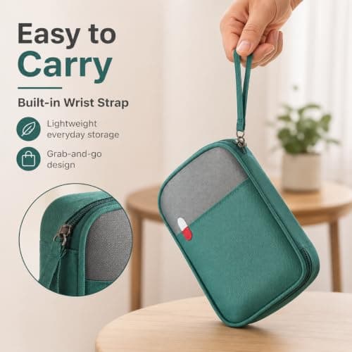 Myqiqi Waterproof First Aid Bag Medium - Empty Medical Kit for Travel, Camping, and Home Use with Built-in Compartments for Organized Medicine Storage (Green) — view 3