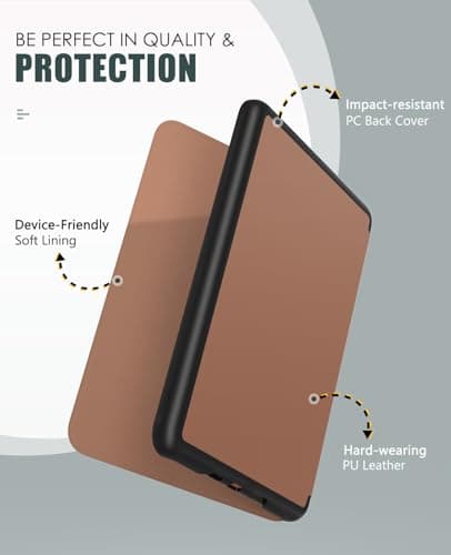 MoKo Case for 7" Kindle Paperwhite 12th Gen&Colorsoft 2024, Brown — view 3