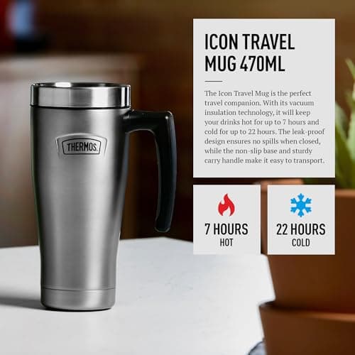 Thermos Icon Stainless Steel Travel Coffee Mug (470ml) 7h Hot | 22h Cold — view 3