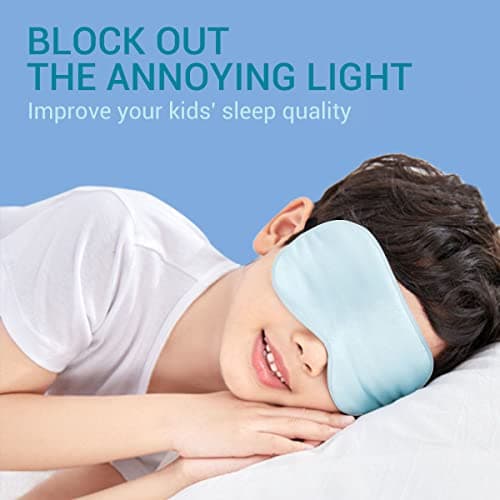 LaCourse 100% Grade 6A Mulberry Silk Sleep Eye Mask for Sleeping - Dual-Sided Natural Silk, Adjustable Strap, Breathable & Ultra-Soft, Gentle on Skin, Kids' Blue — view 2