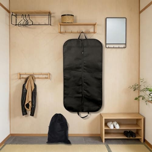 3PCS Suit Bags for Men Set, Suit Carrier, 60x120CM, Includes 2 Shoe Bags. Designed for Storing Jackets, Shirts, Evening Gowns, and Suits. Ideal for Travel and Business Use. (Black） — view 5