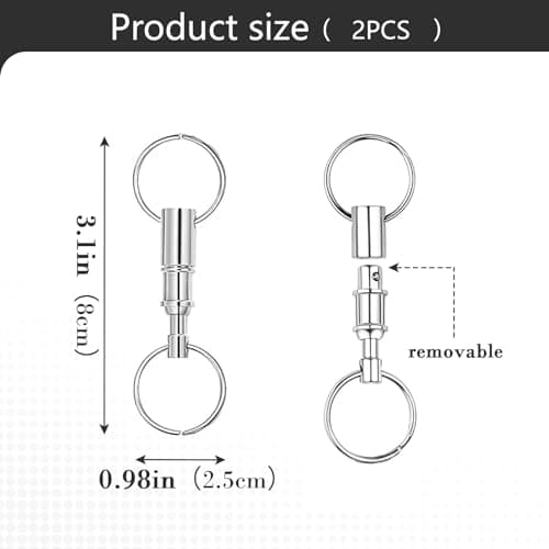 JinliangGuo 6Pcs Stainless Steel Quick Release Keychain Set Convenient Practical Metal Detachable Key Ring Pull Apart Snap Double Ring for Outdoor Travel Home Office — view 2