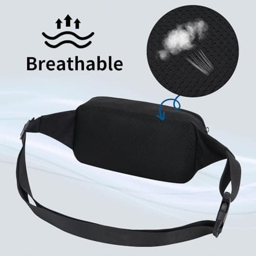 Waterproof Bumbag Waist Fanny Pack Running Belt for Men Women Unisex Bum Bag with Adjustable Belt for Outdoors Workout Hiking Gifts for Ladies Boys (Black) — view 6
