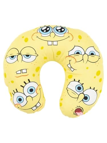 United Labels Spongebob Squarepants - Faces Travel Neck Pillow Comfortable Travel Pillow Neck Pillow Car Aeroplane Yellow