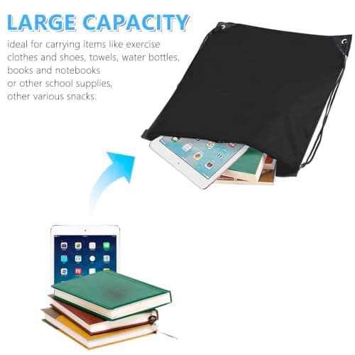120 Pack Drawstring Bags Bulk, Black Polyester Gym Bag, Cinch Sack Backpack — view 4