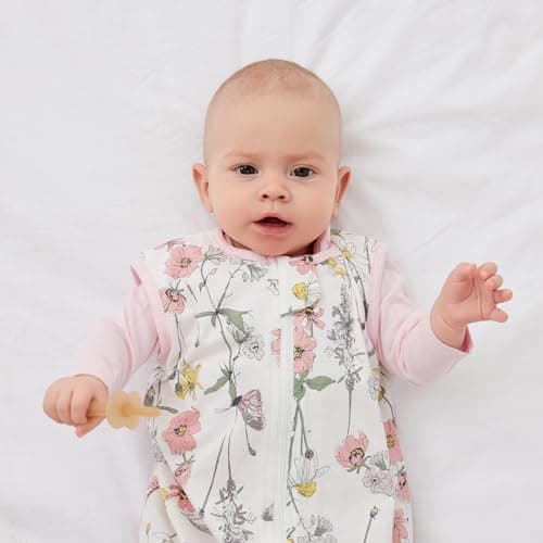 Duomiaomiao Baby Sleeping Bag 1.5 Tog, 100% Cotton Baby Wearable Blanket, Unisex Sleep Sack for 18-36 Months Girl Boy, Large Flower — view 5