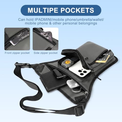 Flintronic Motorcycle Leg Bag, Hiking Waist Pack, Thigh Fanny with Adjustable Waist and Thigh Strap, Multi-Function Sports Pouch Bag, for Men Women Cycling Running Traveling and Fishing — view 3