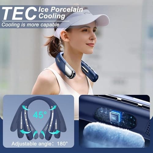 RETZLA Portable Neck Fan Personal 2400mAh Bladeless Cooling Neck Fan Wearable Around Your Neck Hands-Free Rechargeable for Travel Essentials — view 6