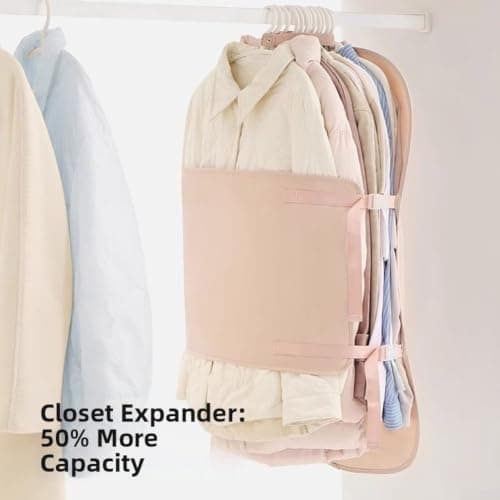 Compression Storage Bags for Clothes, Large Vacuum Space Saver Bags No Pump Needed, Reusable Fabric Garment Organizer for Winter and Down Jackets, (pink) — view 5