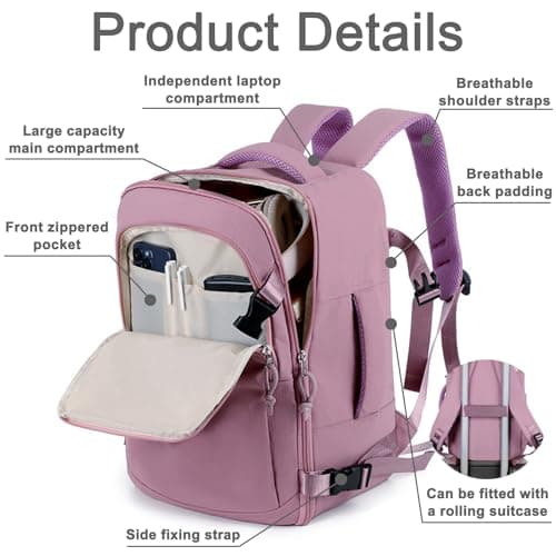 Treer Ryanair Cabin Bags 40x26x20 Underseat Travel Backpack Cabin Bag Carry on Water Resistant Hand Luggage for Airplanes, Multiple Pockets Comfort Rucksack for Men Women (Yellow,40x26x20cm) — view 5