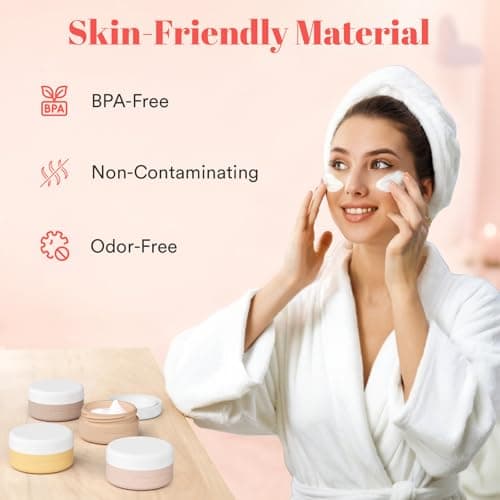 Euqvunn Travel Pots for Toiletries, Travel Containers TSA Approved Travel Tubs 40ml, Silicone Leak-proof Travel Cosmetic Containers with PP Lids for Cosmetic Face Body Hand Cream (Light Apricot) — view 4