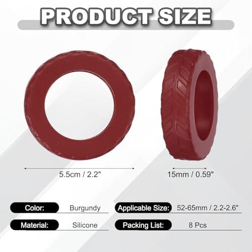 YELARXI Luggage Wheel Protection Cover, Wear Resistant Anti Noise Silicone Suitcase Protective Covers, 8Pcs &Burgundy &Wavy Pattern-Fitting for 2.2-2.6" Spinner Wheel Suitcases Travel — view 2