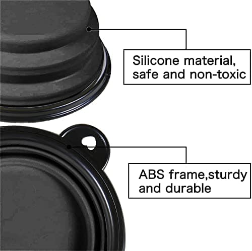 Collapsible Dog Bowl,Collapsible Dog Water Bowls for Cats Dogs, Portable Pet Feeding Watering Dish,Portable Dog Water Food Bowl with Carabiner (Medium(650ML), Black) — view 5
