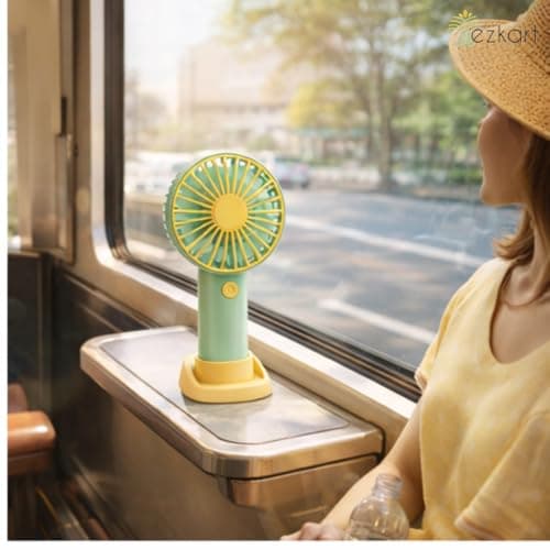 ezkart Mini Handheld Portable Fan, USB Rechargeable Personal Travel Fan – Compact, Lightweight, Quiet Cooling Ideal Holiday & Travel Essential, Outdoor Activities, Office (Electric Blue) — view 5