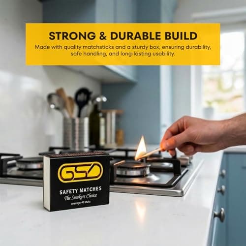 100 Boxes of Safety Matches (10 Packs of 10 Boxes) for Cooking, Candles, BBQ & Emergency Use, Reliable Fire Starters, Camping Matches for Wood Burners, Fire Pits & Ovens - by ANGIX — view 4