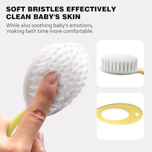Baby Grooming Kit Newborn,Infant Safety Care Set with Hair Brush Comb Nail Clipper, Baby Essentials for Newborn,5 Pcs, Yellow — view 3