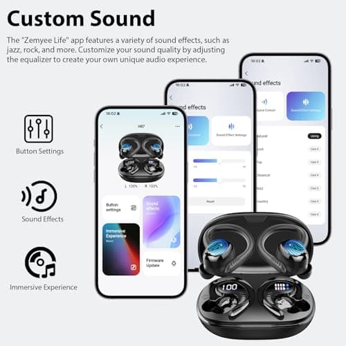 2026 Wireless Earbuds Sport, Stereo Bluetooth 5.4 Headphones, App Custom EQ — view 2