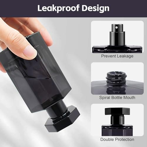 Nadinsta 100ML Empty Glass Perfume Atomiser, Black Refillable Perfume Travel Bottle, Portable Travel Perfumes Glass Spray Bottle with Funnel for Perfume Replacement,Gift — view 5