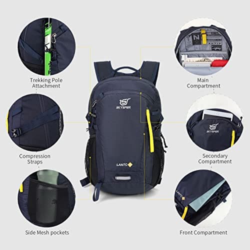 SKYSPER Small Hiking Backpack, 20L Lightweight Travel Backpacks Hiking Daypack Rucksack Women Men for Trekking Backpacking Outdoor Sports(Navyblue) — view 5