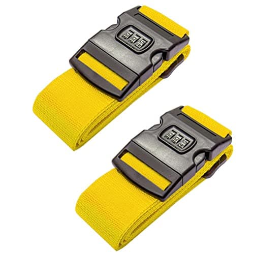 2 Pack Luggage Straps With Combination Lock, Yellow Packing Belt, 2"x78.7" — view 5
