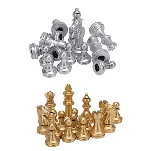 Vistreck 32 Pieces Chessmen Set - Gold & Silver Chess Pieces for Adults & Kids - 1.93in King Size - Great for Family & Travel — view 2