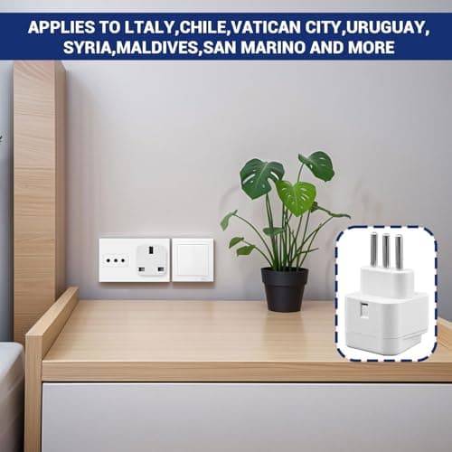 Eophmi 4 Pack Italy Plug Adapter, UK to Italy Travel Plugs, White, Type L, 250V, 10A, 2500W — view 5