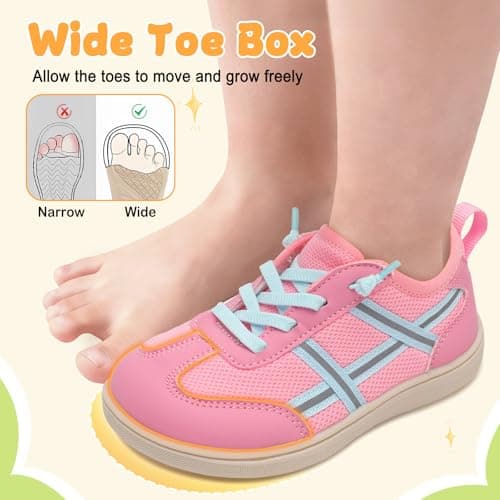 JOINFREE Toddler Girls Shoes Wide Toe Walking Shoes Dark Pink — view 3