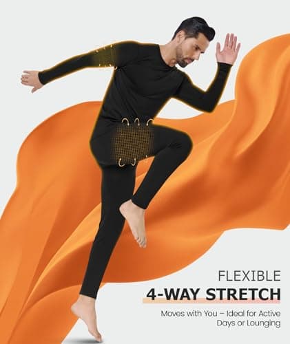 SIMIYA Men's Thermal Underwear Set Base Layer Long Sleeve Top Bottoms — view 4