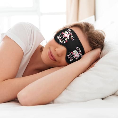Grandma Bear Floral Flowers Eye Mask Sleep Mask Light BlockBlindfold Night Eyes Cover Soft Pressure-Free Eyeshade with Elastic Strap for Home Travel Office Nap Yoga — view 6