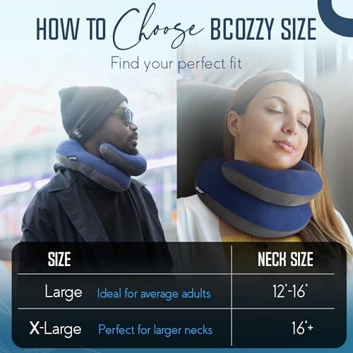 BCOZZY Travel Neck Pillow for Airplane, Head & Chin Support, X-Large Navy — view 6