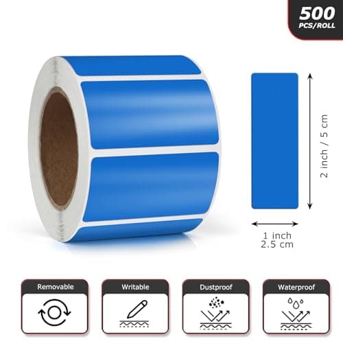 Meitaat Blue Rectangular Labels 50 x 25mm Blank Stickers Roll 500 Pcs — view 4