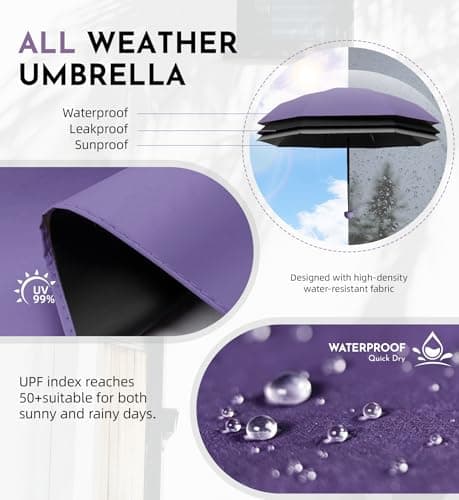 LILAC Mini Compact Umbrella, Lightweight Folding Parasol UPF 100 Rain Gear — view 2