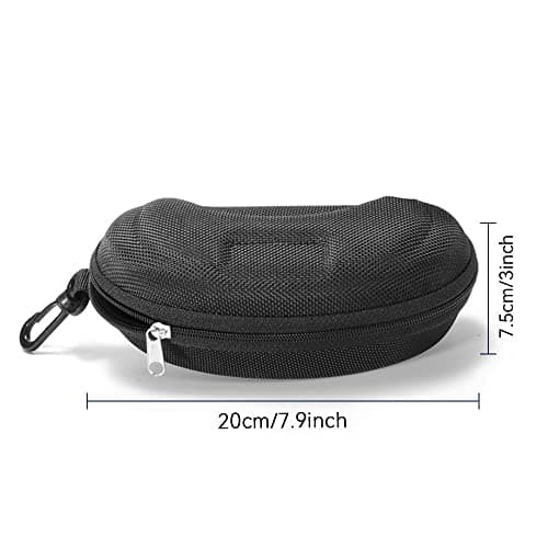 Heshebuy 2 Pcs EVA Glasses Case, Zipper Hard Sunglasses Cases Portable Travel Eyeglasses Cases with Plastic Hook (Black) — view 2