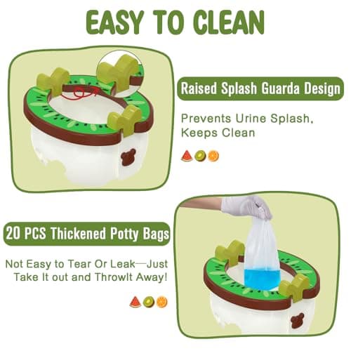 Potty Training Toddler Toilet,Travel Potty for Toddlers, Potty Training Toilet Seat for Kids Boys Girls,Portable Foldable Potty with Potty Liners Storage Bag Indoor Outdoor Use,Brown — view 5
