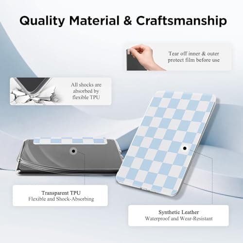 Litvana Detachable Magnetic Case for 6.8" Kindle Paperwhite (11th Generation-2021) and Kindle Paperwhite Signature Edition, Slim PU Shell Cover Case with Auto Wake/Sleep, Blue and White Checkerboard — view 6