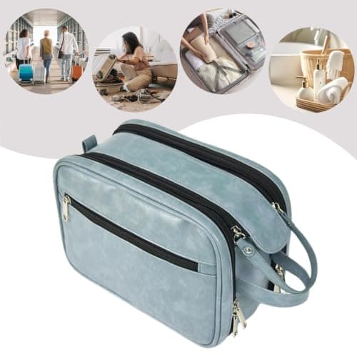Hygiene Bag for Men Toiletry Bag Organiser – Shaving and Care, Sky Blue — view 4