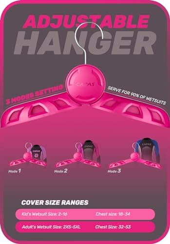 CAPAS Adjustable Foldable Travel Wetsuit Hanger for Adults and Kids, Heavy Duty Triathlon Suit Hanger, Quick Drying Vented Hanger for Surfing Scuba Diving BCD Suits (Magenta) — view 3