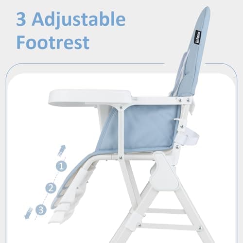 INFANS Baby High Chair, Quick One-Hand Fold Highchair for Babies and Toddlers with Adjustable Footrest Removable Dishwasher Tray PU Seat, Compact Highchairs for 6-36 Months (Blue) — view 4