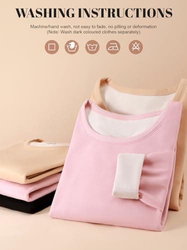 Monbessi Thermal Tops Womens Long Sleeve Thermal Underwear Scoop Neck Base Layers Clothes – Perfect for Autumn and Winter (M, Pink) — view 4