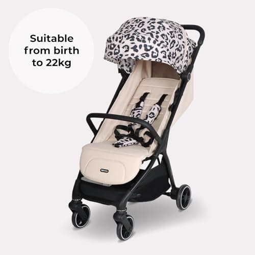 My Babiie MBX6 Autofold Stroller – from Birth to 4 Years (22kg), Foldable & Compact, Lightweight, Travel Buggy for Toddlers, Pushchair Includes Rain Cover - Fawn Leopard — view 3