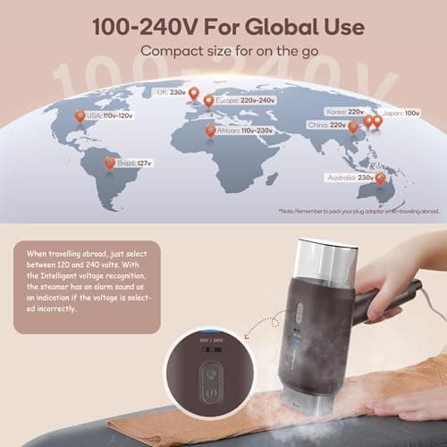 Newbealer Dual Voltage Travel Clothes Steamer, Brown — view 4