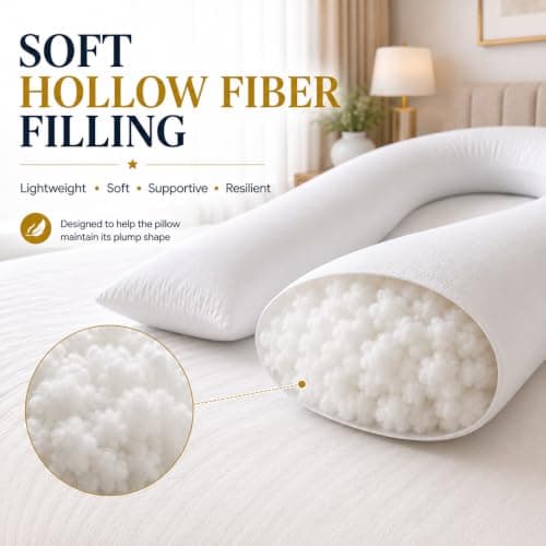 ARLINENS U Shaped Pillow 9ft Long Full Body & Back Support Pillow Extra Fill With Hollow Fiber-Soft Relieve Pain Pregnancy & Leg Support Pillow with Free Pillowcase (Silver) — view 6