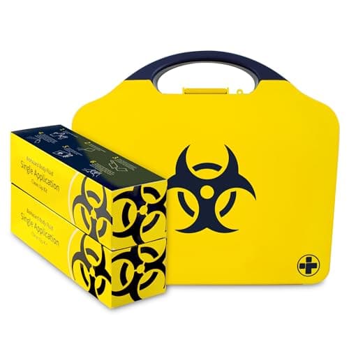 Reliance Medical - Biohazard Body Fluid Clean-Up Kit for The Treatment of Infectious Micro-Organisms - 2 Single Application Packs- Black/Yellow Wall Mountable Box — view 2