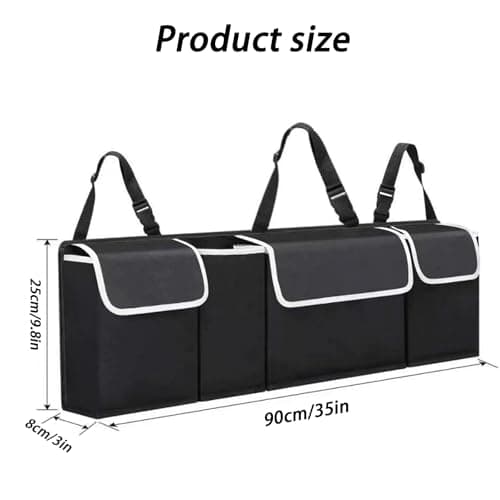 Car trunk organizer bag - storage accessory with adjustable straps, multiple pockets - suitable for cars, sedans, station wagons, SUVs, 4WD vehicles, foldable cargo net, rear seat cover, gadgets. — view 2