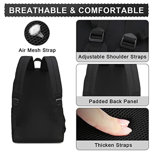 School Backpack Men Women,20L Black Rucksack School Bag for 15.6" Laptop — view 4