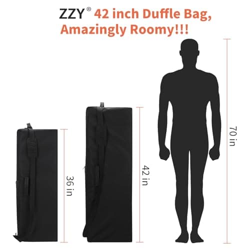 ZZY 150L Extra Large Duffle Bag Lightweight - 42 Inch Oversized Holdall, Long Equipment Storage Bag for Travel, Outdoor, Camping, Sport (Black) — view 5