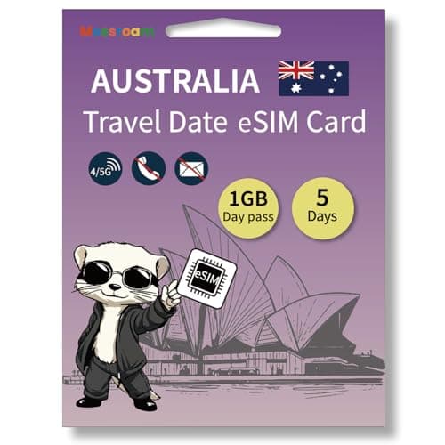 Australia eSIM – Prepaid 1 GB 5G/4G data for 5 days – Easy setup via QR code – No contract, no roaming – Ideal for short and long trips