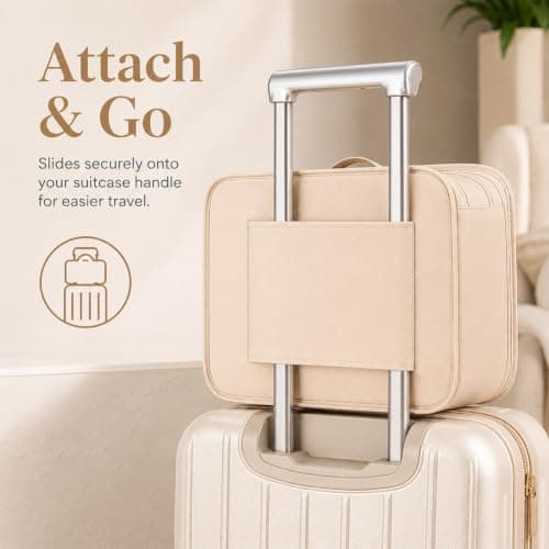 FERNVALE Hanging Travel Storage Bag 5-Layer Large Capacity Foldable Suitcase Organizer Portable Hanging Toiletry Bag with Steel Frame Heavy Duty Closet Wardrobe Storage for Home Hotel & Dorm (Khaki) — view 4